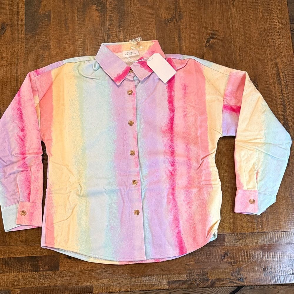 Emily Wonder Colorful Tie-Dye Button-Up Shacket